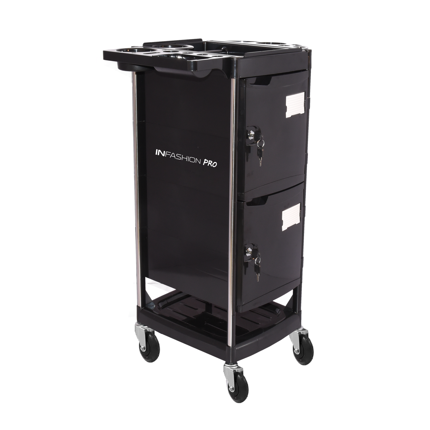 InFashion PRO Deluxe Chariot de salon entièrement verrouillable avec 4 tiroirs